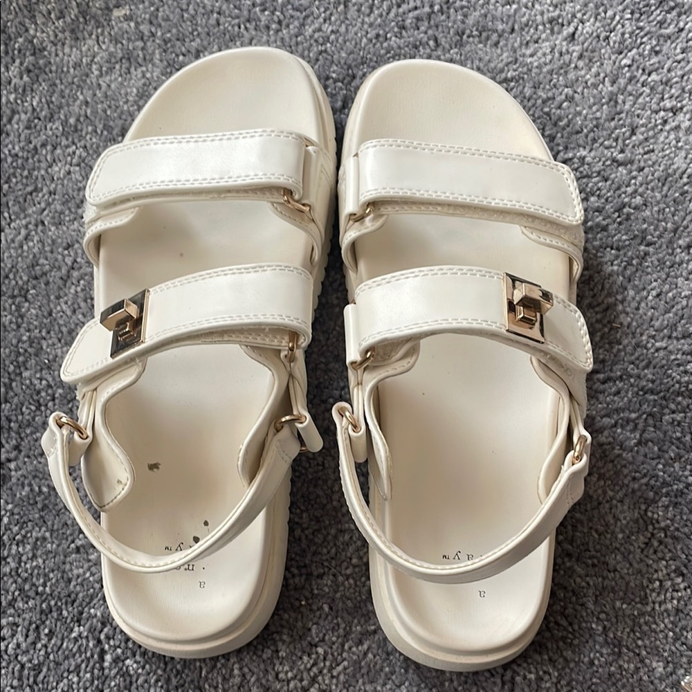 White Sandals with Buckle Detail